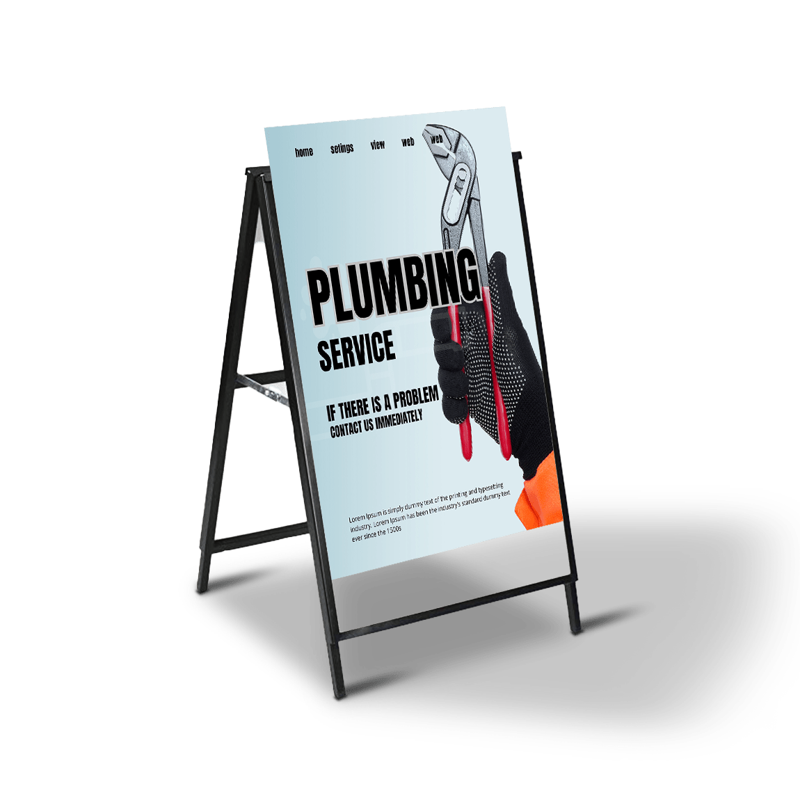 Metal A - frame with Corflute Insert - C4 Print