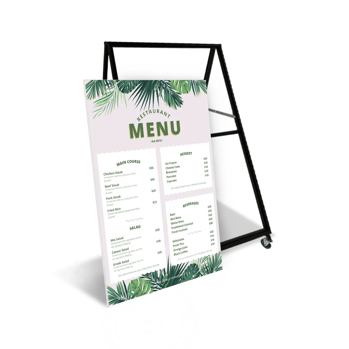 Metal A - frame with Corflute Insert - C4 Print