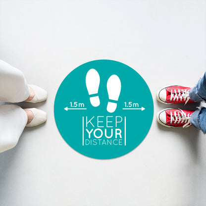 Floor graphics, floor decal, social distancing stickers